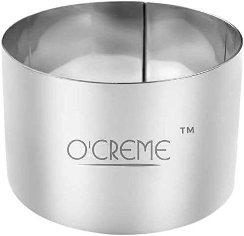 O'Creme Cake Ring Sturdy Stainless Steel Round Mousse Cake Ring Mold for Baking, Dessert Cake Decorating Pastry Rings 4 Inch Diameter x 2 Inch High