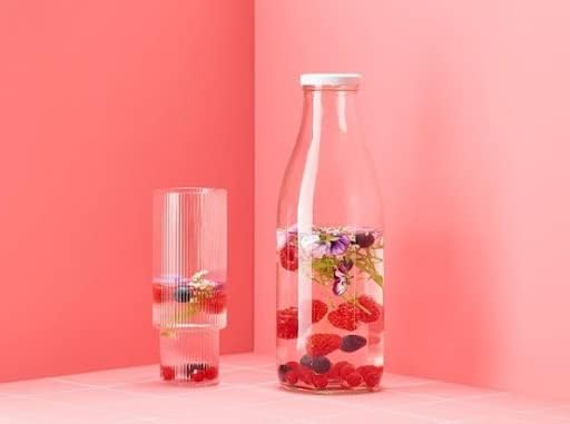 Le Parfait Bottles French Glass Milk Bottle with 48mm Printed Logo Airtight Metal Twist Cap | Used for Smoothie, Water Bottle, Preserved Tomato Sauce & other Soups| 32oz (Pack of 6) 1 Liter