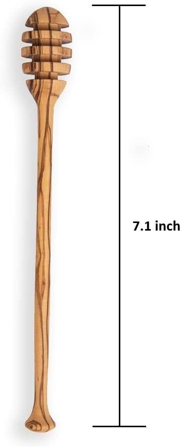 Olive Wood Honey Dipper/Honey Spoon/Honey Server/Honey Stick – 7.1 Inch Handmade Thin Wooden Drizzler