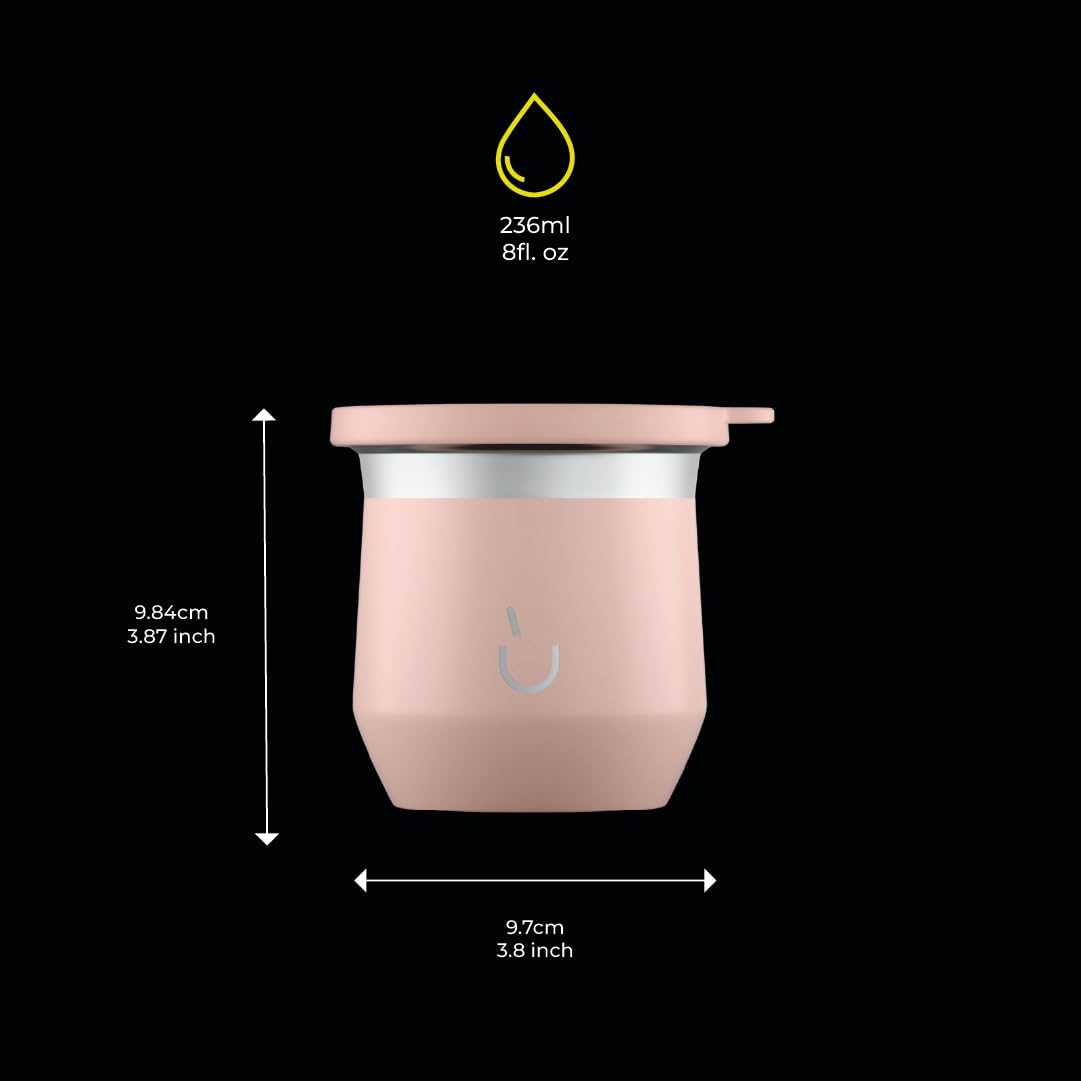 BALIBETOV Yerba Mate Cup – Vacuum Insulated Stainless Steel Gourd with Silicone Cover & Non-Slip Base – Includes 2 Bombillas & Cleaning Brush – Unique Design, Easy to Clean