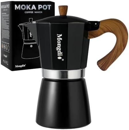 Stovetop Espresso Maker Moka Pot, Cuban Coffee Maker Stove top coffee maker Moka Italian Espresso Greca Coffee Maker Brewer Percolator, 9 Espresso Cups, 15 oz - Black