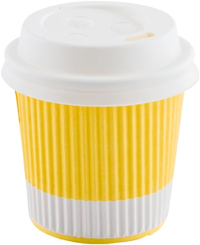 4 oz Light Yellow Paper Coffee Cup - Ripple Wall - 2 1/2" x 2 1/2" x 2 1/4" - 500 count box