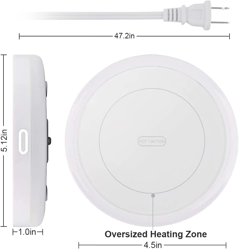 BESTINNKITS White Smart Coffee Auto On/Off Gravity-Induction Mug Office Desk Use, Candle Wax Cup Warmer Heating Plate (Up to 131F/55C), Middle…