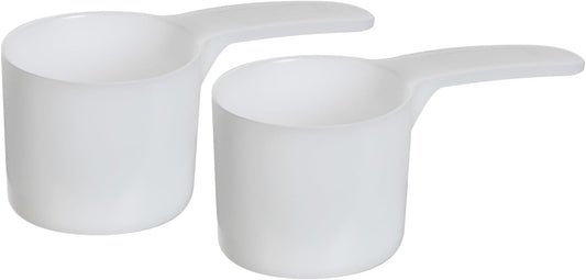 70 mL Plastic Measuring Packaging Scoop (=70 cc/ = 4.73 Tablespoon/ = 2.37 fl oz/ = 0.3 Cup), Meidum Handle - to Measure and Dispense Spices, Granules, Powders, for Seeds Packing (2)