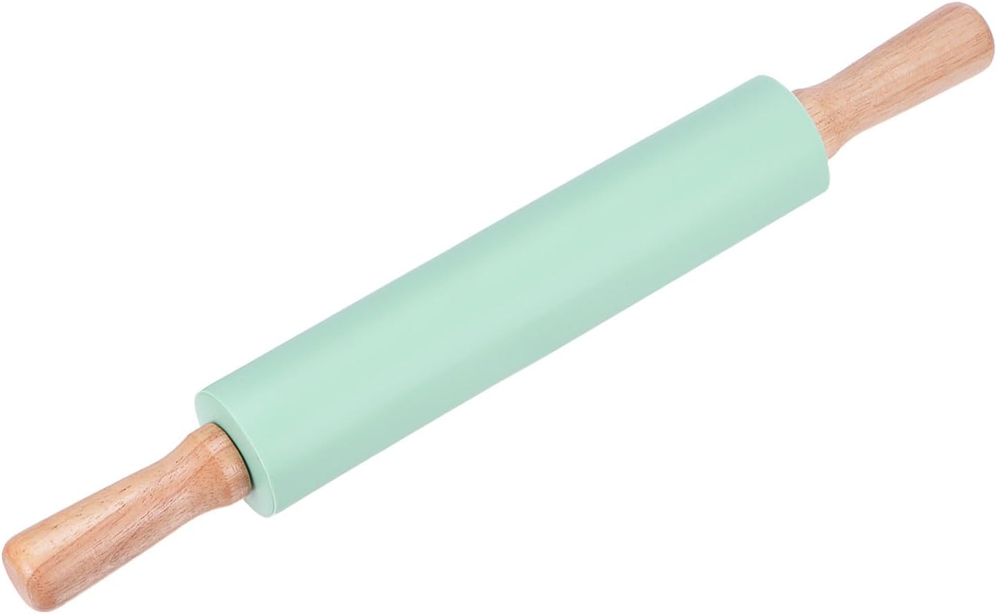 HARFINGTON Silicone Rolling Pins for Baking 16.93 Inch Non-Stick Silicone Surface Wooden Handle Rolling Pin Small Roller Playdough Rolling Pins for Fondant Kitchen Dough Pizza, Green