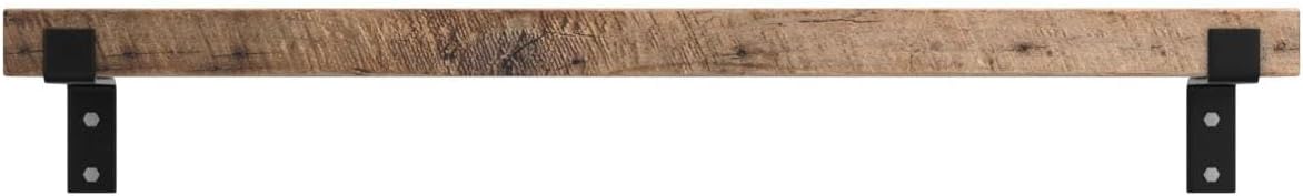 Urban Legacy Accent Shelves | Reclaimed Barn Plank | Set of 2 with Full Brackets (Natural 48"x 7"x 2")