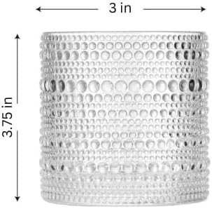 LEMONSODA Hobnail Drinking Glasses Set of 4 – Vintage Clear Lowball Glass Cups 10oz – Textured Barware Aesthetic Retro Glassware Tumblers for Water, Cocktails, Whiskey, Juice (Lowball 10oz, Set of 4)