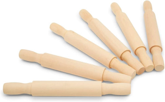 Wooden Mini Rolling Pin, 7 Inches Long, Pack of 12, Perfect for Fondant, Pasta, Baking in the Kitchen, Play-doh, Crafting and Imaginative Play, by Woodpeckers