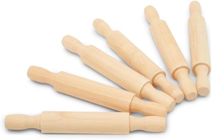 Wooden Mini Rolling Pin, 5 Inches Long, Pack of 100, Great for in The Kitchen, Play-doh, Crafting and Imaginative Play, by Woodpeckers