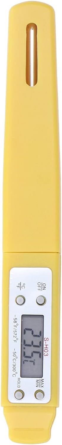 Akozon Digital Food Thermometer Automatic Calibration Pen High Accuracy Electronic Pocket Thermometer Yellow Home and Family Appliance and Decor