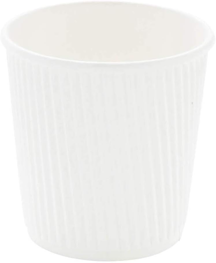 500-CT Disposable White 4-OZ Hot Beverage Cups with Ripple Wall Design: No Need for Sleeves - Perfect for Cafes - Eco-Friendly Recyclable Paper - Insulated - Wholesale Takeout Coffee Cup