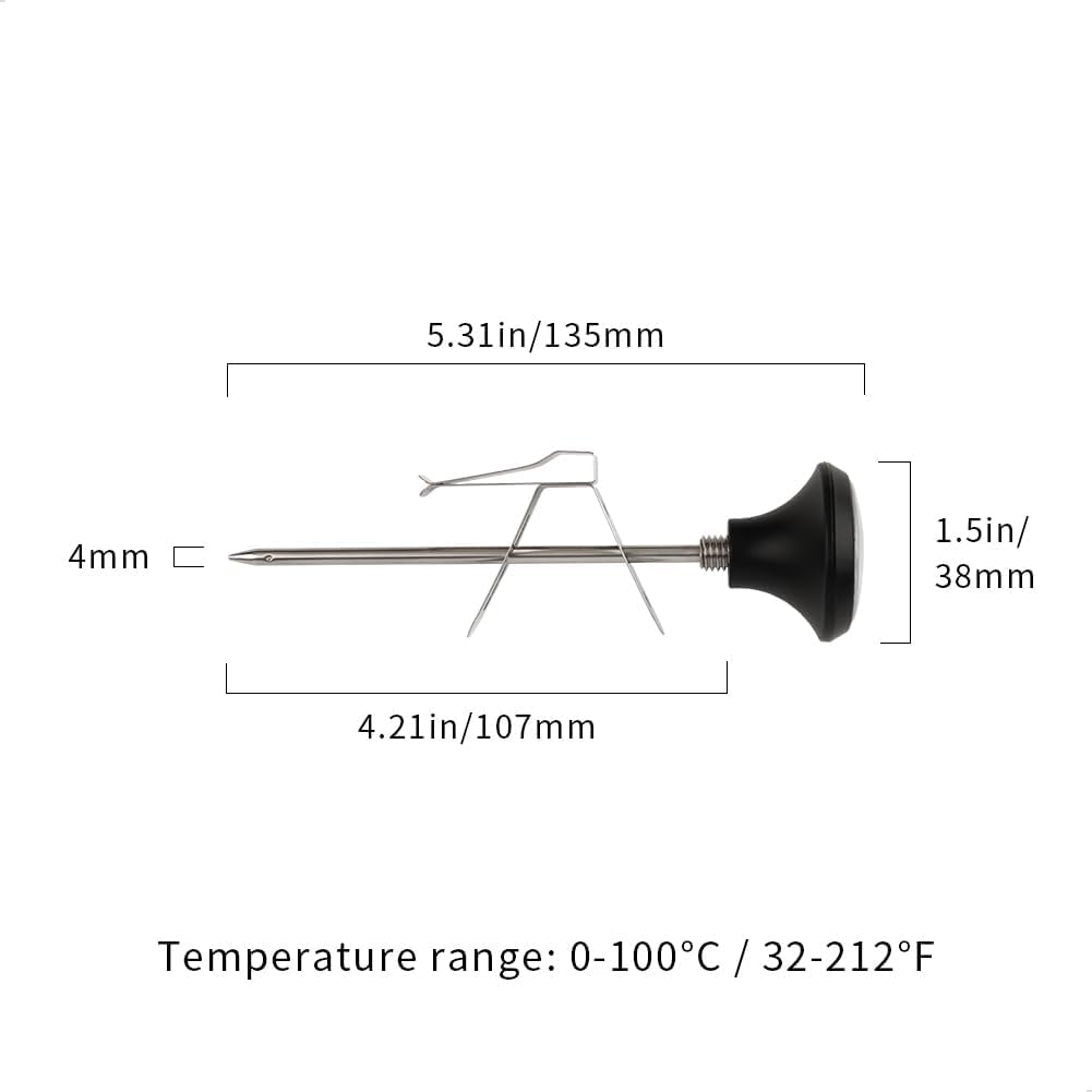 watchget Instant Read Coffee Thermometer with 1.5-Inch Dial & 5.3-Inch Probe, Ideal for Coffee Drinks and Chocolate Milk Foam, Precision Temperature Measuring Tool