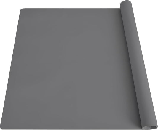 Silicone Mats for Kitchen Counter 23.6" x15.7"x0.08”, Heat Resistant Mat, Kitchen Island Silicone Countertop Protector Mat, 2MM Thick Nonslip Baking Mats, Washable Dining Table Mats, Dark Gray
