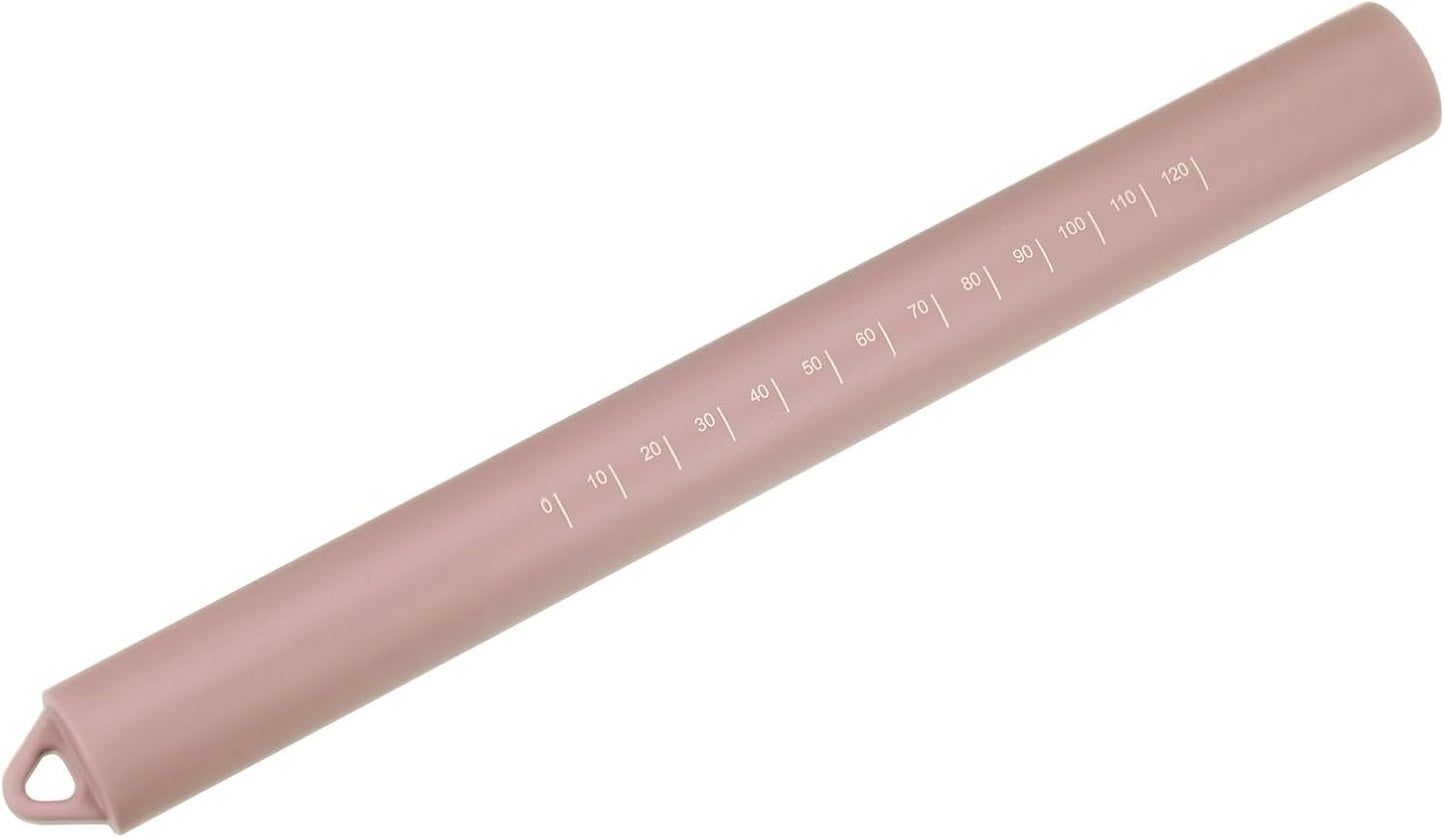HARFINGTON Silicone Rolling Pin 10" Silicone Surface Smooth Non-Stick Stainless Steel Inner Core Dough Roller Kitchen Roller for Baking Pastry Pizza Fondant Bread, Pink