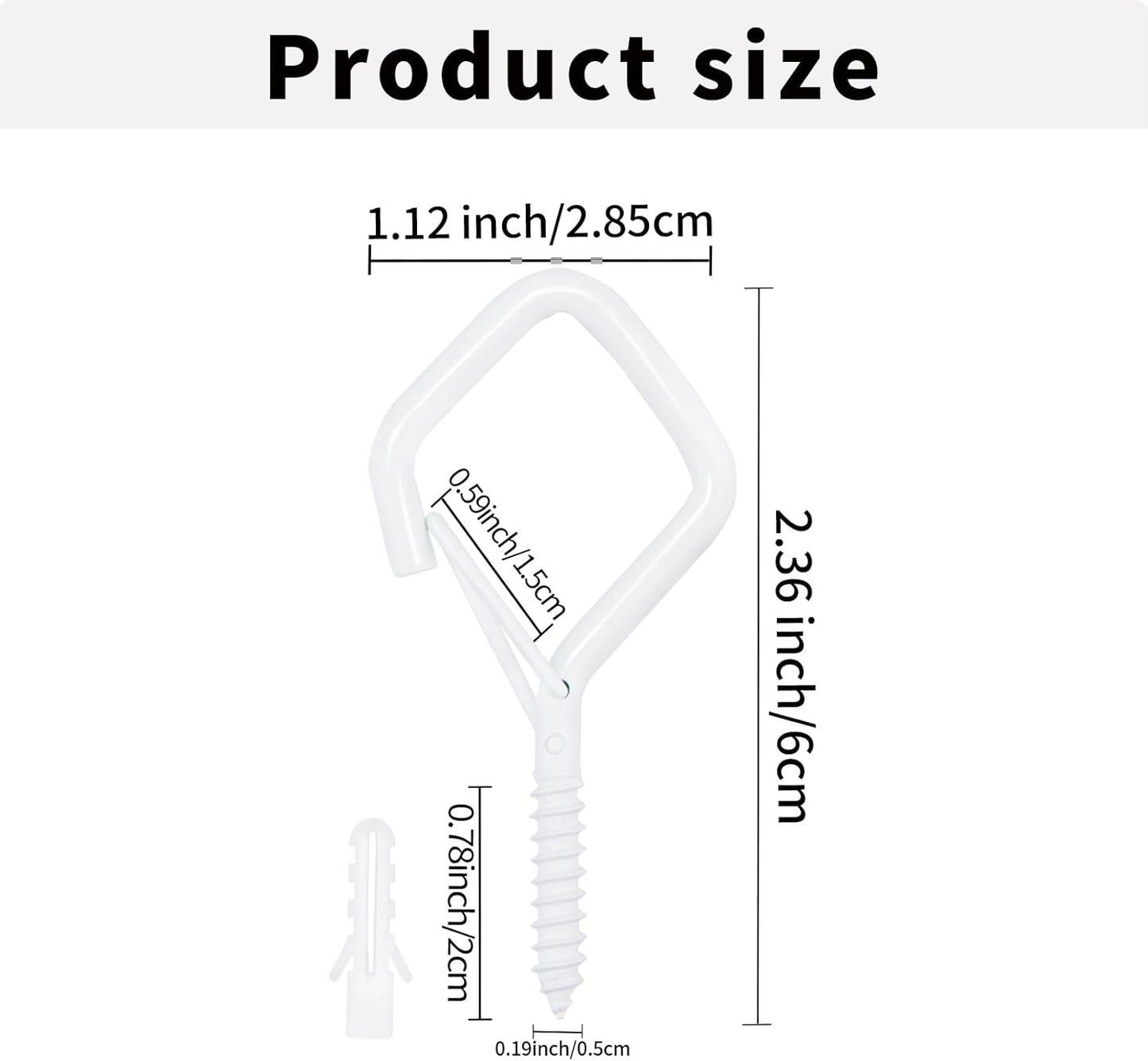 20PCS Eye Screw Hooks for Hanging Heavy Duty with Safety Buckle.Metal Ceiling Hooks for Hanging Plants,Cup,Wind Chime,Bird Feeders,String Lights at Indoor&Outdoor,2.36 Inch（No Drill Bit