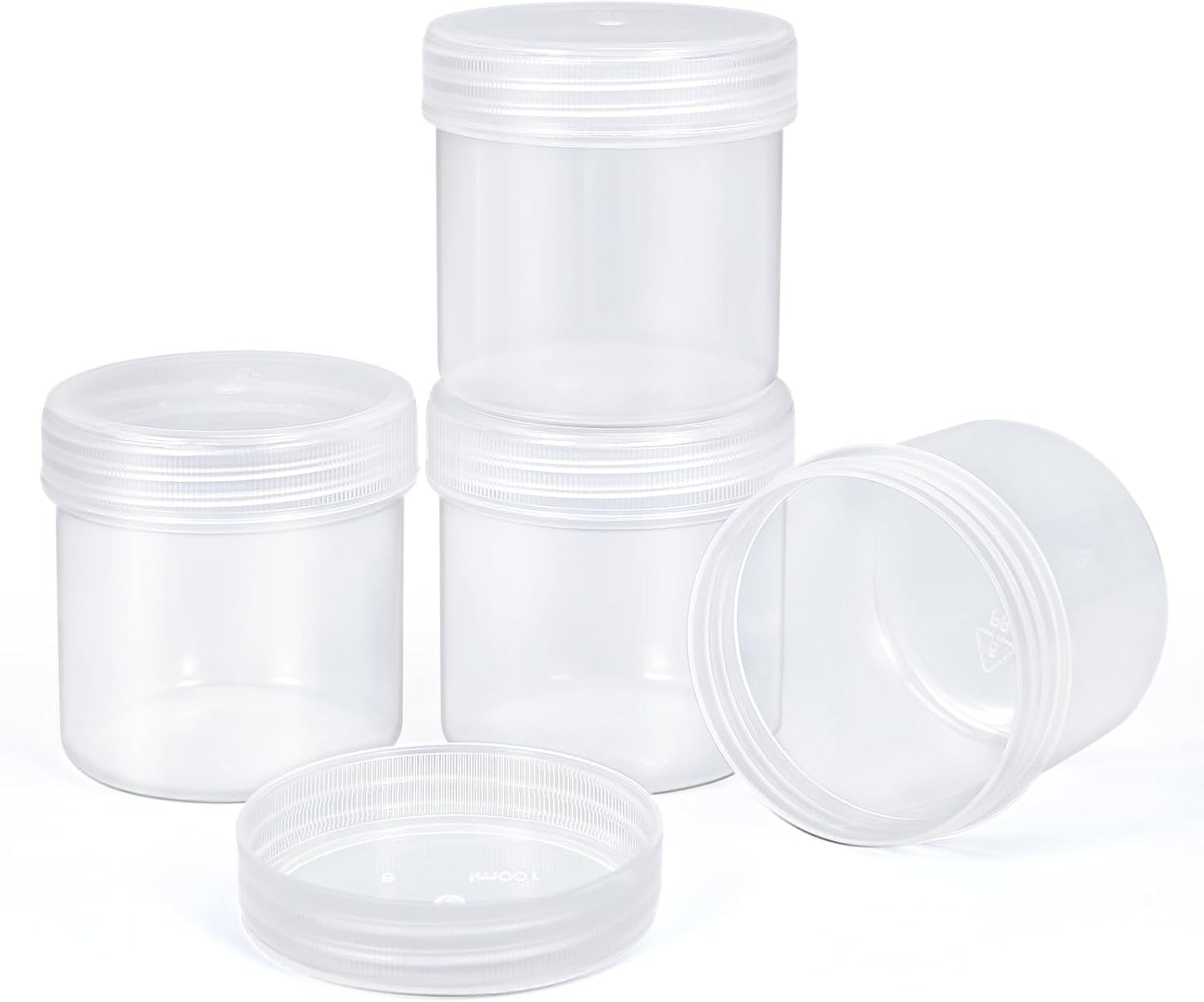 TSA Approved Wide Mouth Travel Size Containers, PP Clear Leak Proof Travel Plastic Jars with Lids for Creams Lotion Cosmetic, Jewelry Beads, Sample, Small Items Storage (3.4 oz, 4 Pcs)