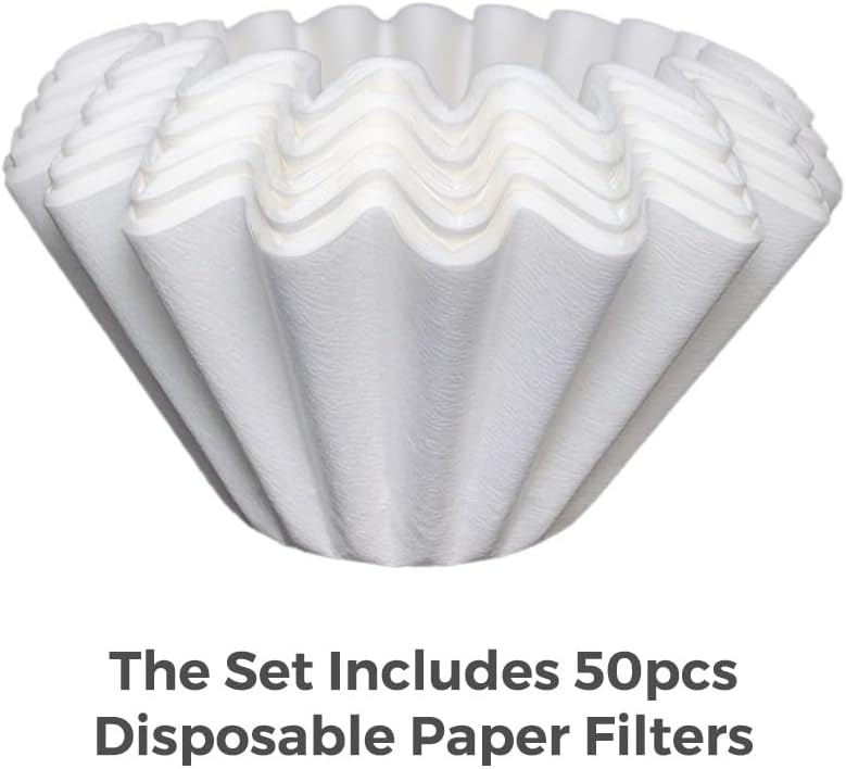 AGOGO Camping Pour Over Coffeemaker Set with Paper Filter Stainless Steel (Silvery, 600ml)