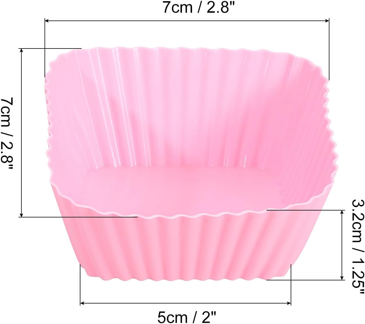 uxcell 18Pcs Silicone Cupcake Baking Cups, Silicone Muffins Liners Non-Stick Square Baking Cups, for Cooking Eggs Baking Muffins and Make a Cake(Pink)