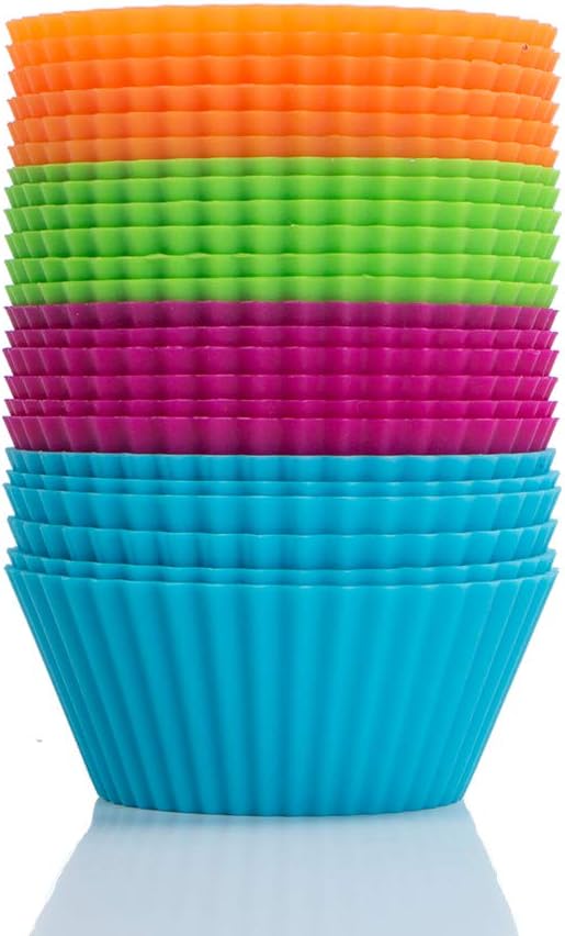 Webake Silicone Cupcake Baking Cups Muffin Liners Reusable Silicon Muffin Tin Non-stick 2-3/4 Inch Regular Size, Pack of 24