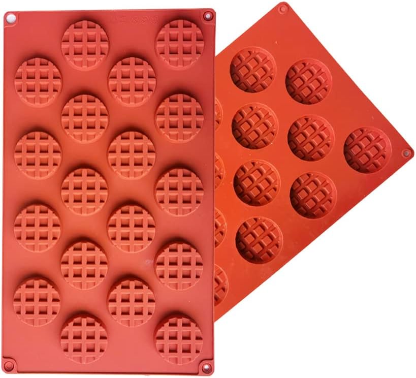Silicone Waffle Mold Set, 2PCS/Set 18 Cavity Mini Silicone Waffle Mold Waffle Making Mold, Non-stick Cake Cookie Chocolate Making Mold for Baking