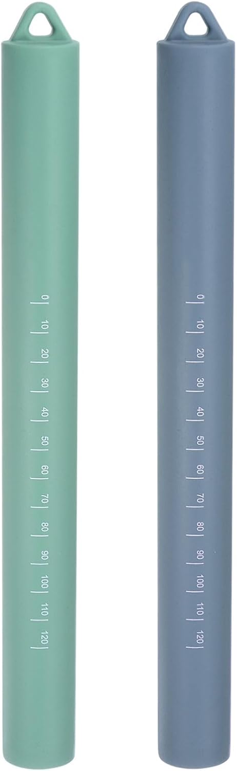 HARFINGTON 2pcs Silicone Rolling Pin 10" Stainless Silicone Surface Non-Stick Stainless Steel Inner Core Dough Roller Kitchen Roller for Baking Pastry Pizza Fondant Bread, Blue,Green