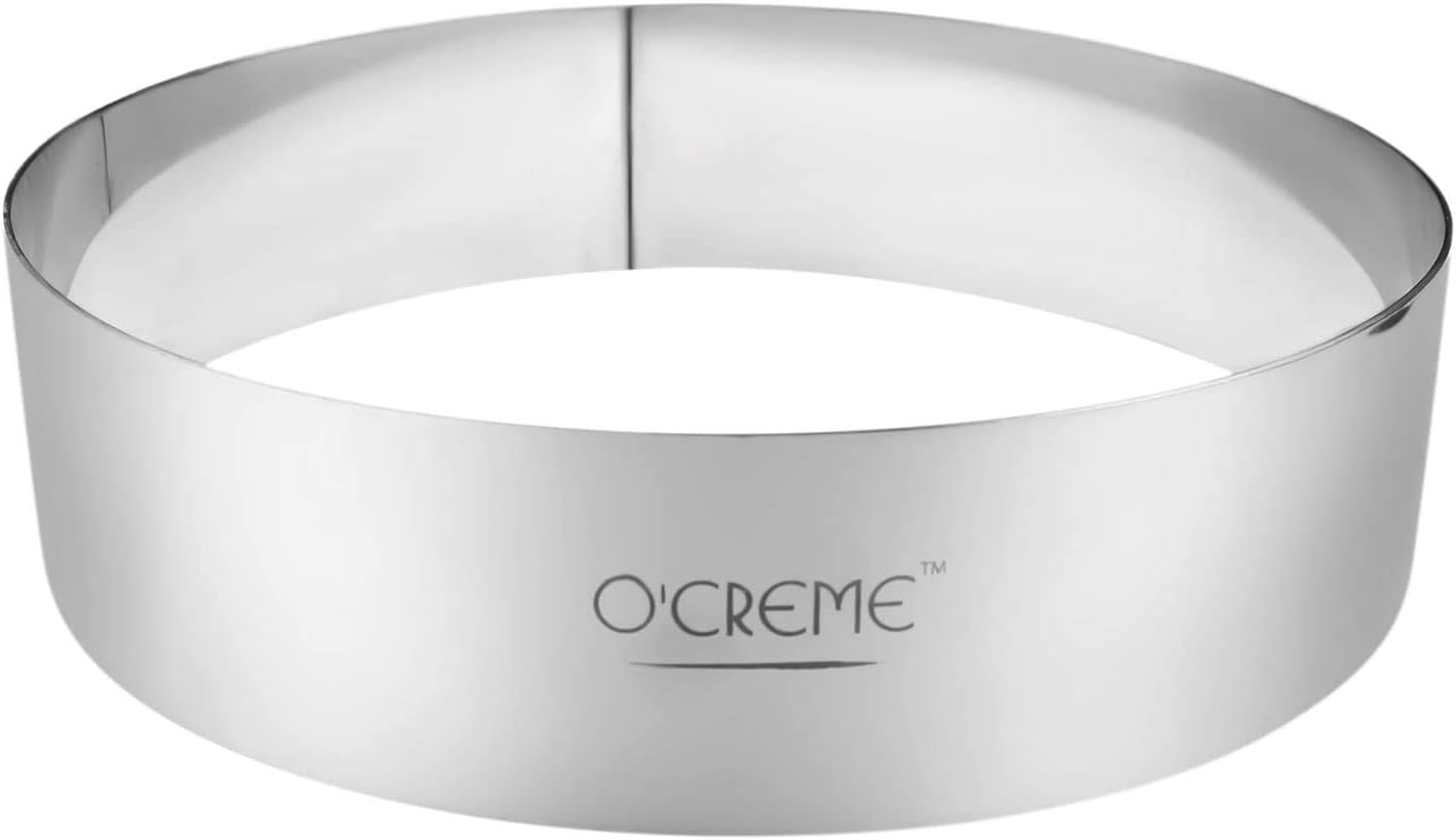 O'Creme Cake Ring Sturdy Stainless Steel Round Mousse Cake Ring Mold for Baking, Dessert Cake Decorating Pastry Rings 12 Inch Diameter x 3 Inch High