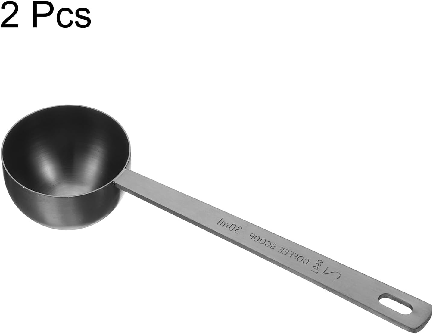 HARFINGTON 2pcs Coffee Scoop Spoon 2tbsp (6tsp, 30ml) 304 Stainless Steel Long Handle Teaspoon/Tablespoon Measuring Spoons Scoops for Tea Sugar Kitchen, Black