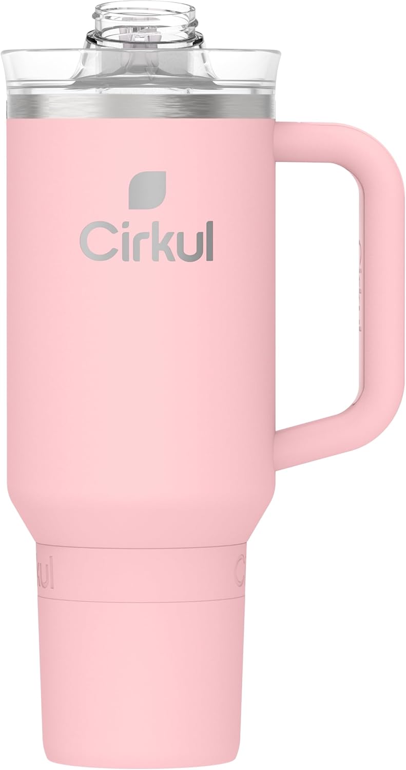 Cirkul 40oz. Blush Stainless Steel Tumbler with Handle, All-Day StrawSip™, Double-Wall Insulated