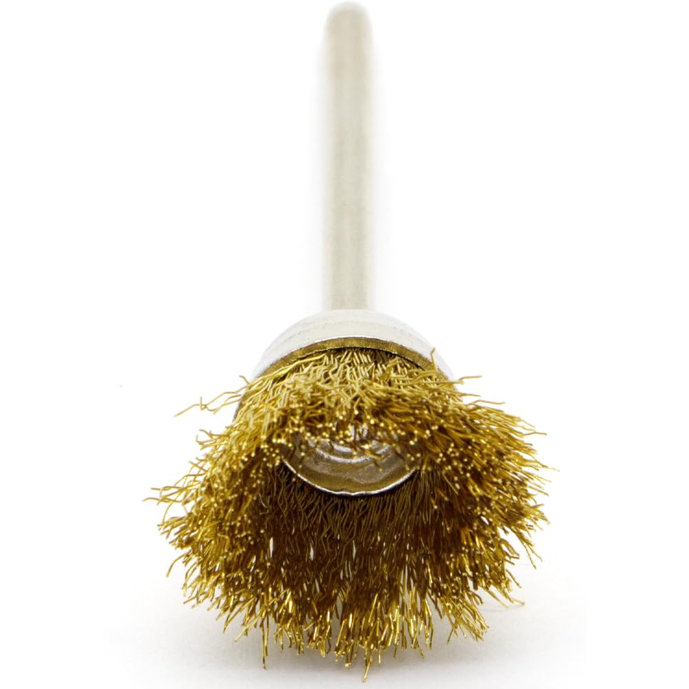 20PCS Brass Wire Brushes - Metal Rust Removal, Cleaning, and Polishing - 15mm Diameter, 1/8″ (3mm) Shaft - Removes Burrs, Dust, and Oxide Layer - Handles Rough Surfaces - Rotary Tool Accessories