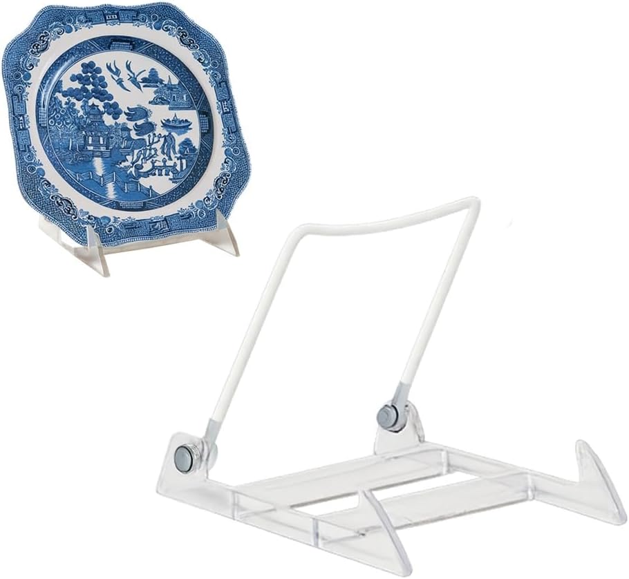 KINGDOM SOLUTIONS MADE IN USA 12-Pack Adjustable Acrylic Easels - Plate Stand - Sturdy Book Stand for Art, Pictures, Plates, Frames - Unique on the Market