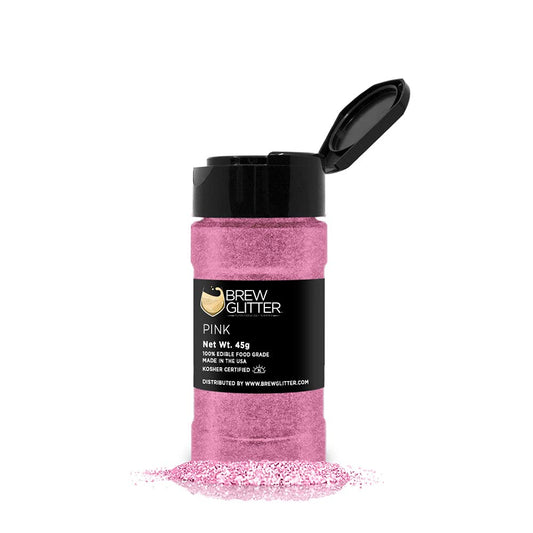 Pink BREW GLITTER Edible Glitter For Drinks, Cocktails, Beer, Garnish Glitter & Beverages | KOSHER & HALAL Certified | 100% Edible & Food Grade | Vegan, Gluten, Nut Free (45g Shaker, Pink)