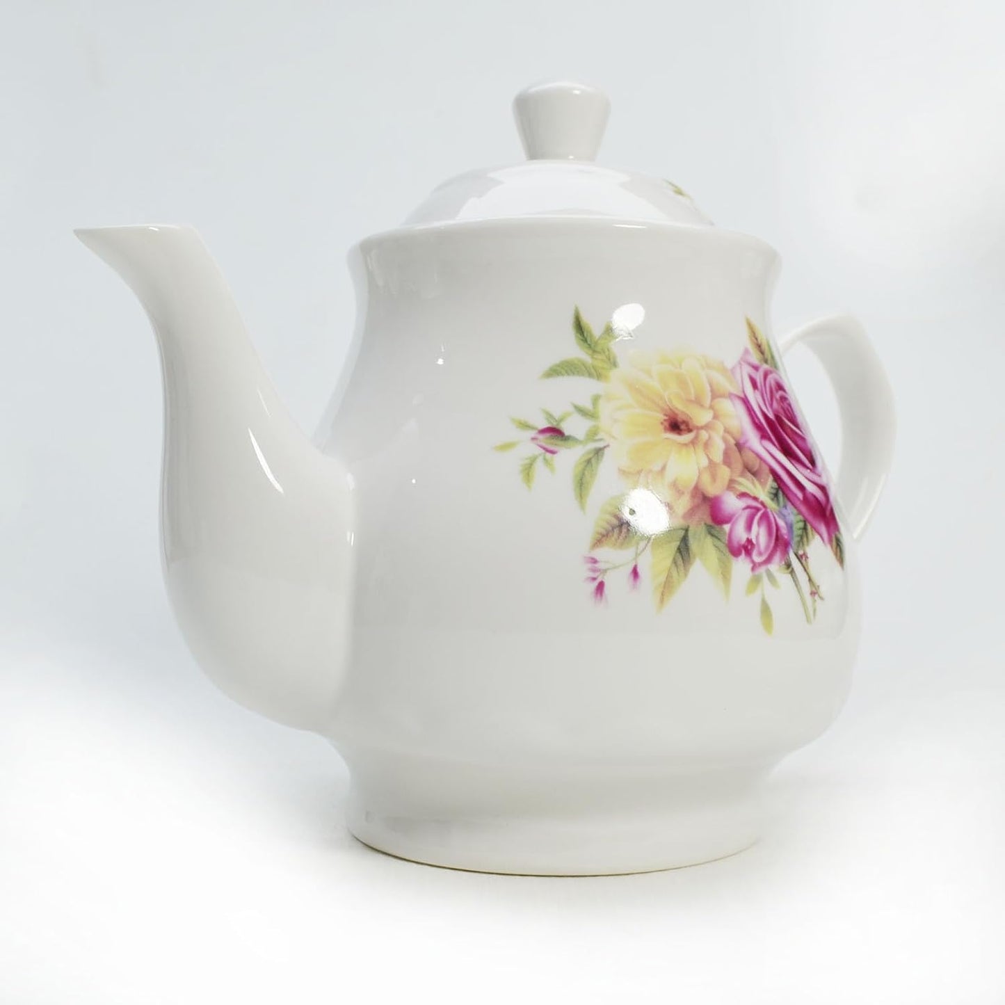 European Style Porcelain Teapot, Coffee Tea Water Pot Vintage Ceramic Kettle (42oz)