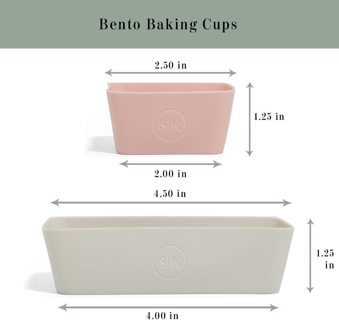 The Silicone Kitchen Reusable Silicone Bento Baking Cups, Non-Toxic, BPA Free, Dishwasher Safe Bento Box Accessories Lunch Box Dividers, Square and Rectangle, 24 Pack, Pink, Blue, Gray
