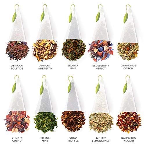 Tea Forte Herbal Assortment Premium Tea Chest Gift Sampler, 40 Count, 2 of each Variety Blend Individually Wrapped Handcrafted Pyramid Infuser Bags