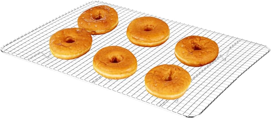 Restaurantware Met Lux 11.8 x 16.9 Inch Wire Baking Rack 1 Heavy-Duty Oven Wire Rack - Fits Half Size Sheet Pan Dishwashable Stainless Steel Cooling Rack Elevated Feet Oven-Ready Up To 575F