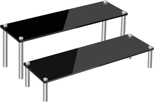 2-Tier Acrylic Display Riser Stand - Clear Organizer for Perfume, Cupcakes, Figures, Desserts, and Party Decoration