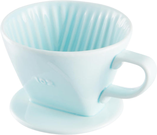 Pour Over Coffee Dripper, Ceramic Pour Over Coffee Maker with 3 Holes Flat Bottom, Easy Manual Slow Brewing, Porcelain Slow Filter Cone for Home, Office, Gift, Size 2, GR