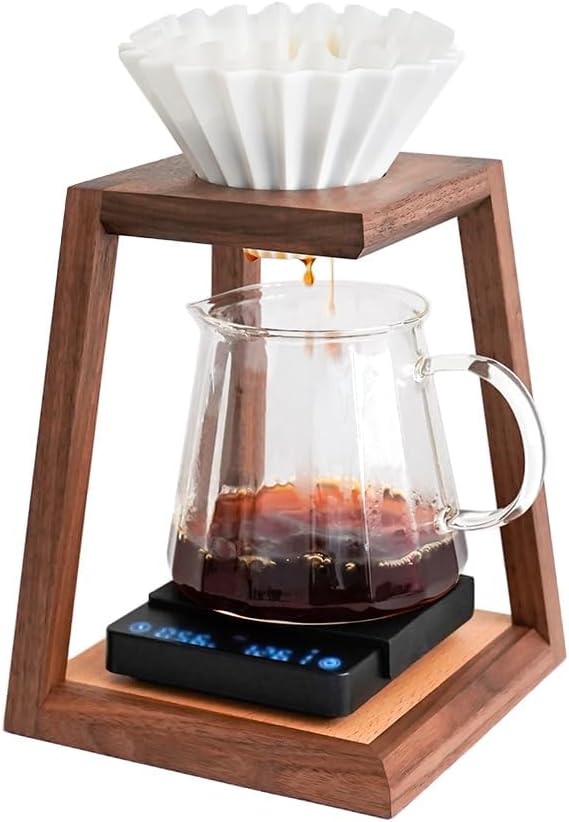 watchget Pour Over Coffee Station Coffee Dripper Stand Wooden Drip Station Pour Over Coffee Maker Stand Filter Holder