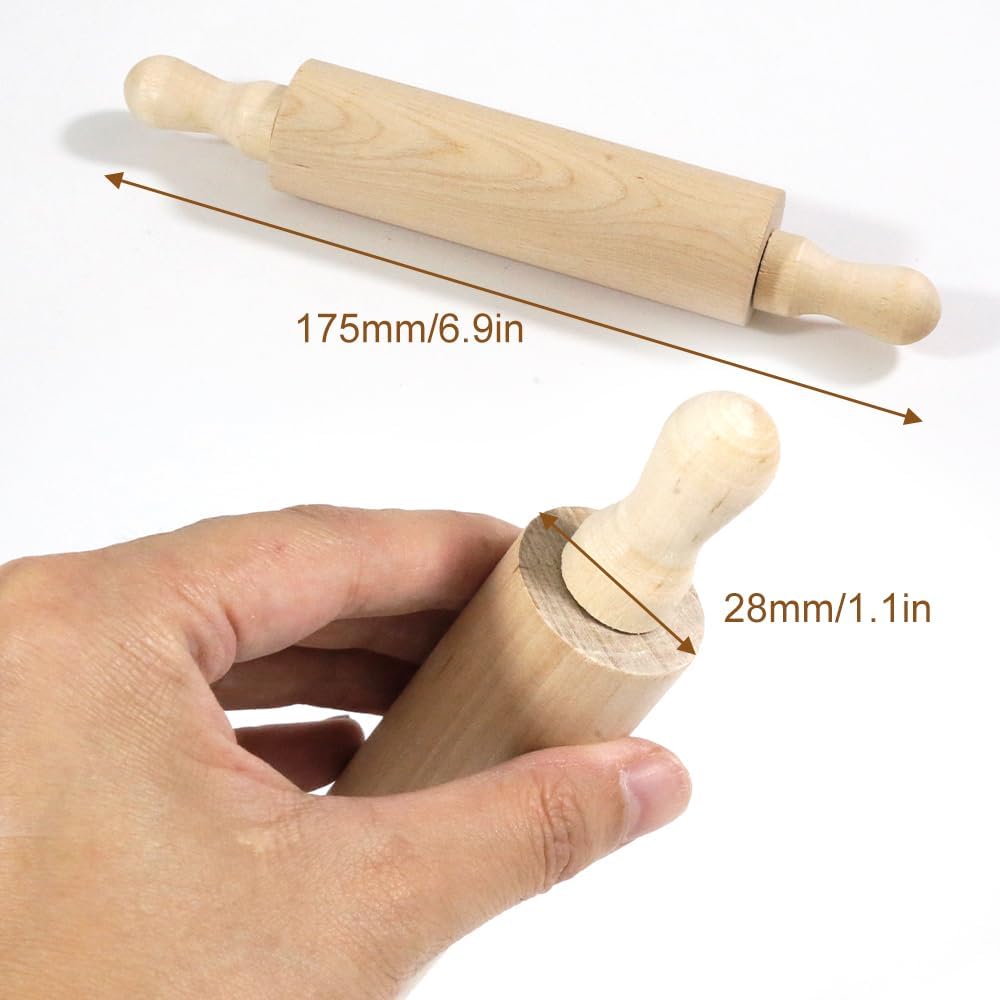 6 pcs 7 Inch Vintage Wooden Rolling Pin, Perfect for Kitchen Decoration, Tiered Tray Decor and Arts Crafts