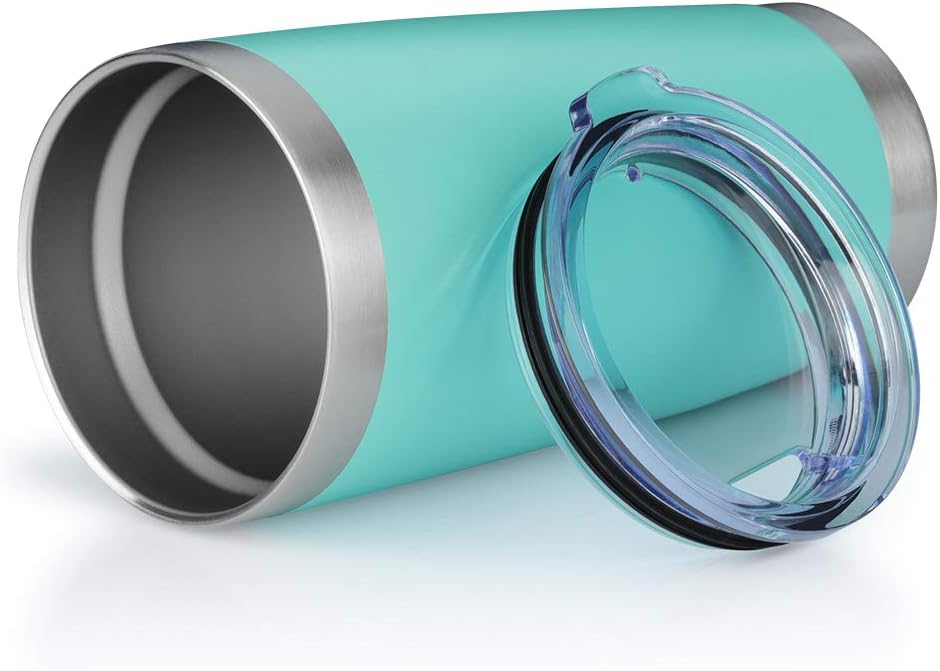 20oz Tumbler Bulk Stainless Steel Vacuum Insulated Tumblers with Lid Double Wall Travel Mug Powder Coated Coffee Cup, Suitable for Ice Drinks and Hot Beverage (Light blue 1pack)