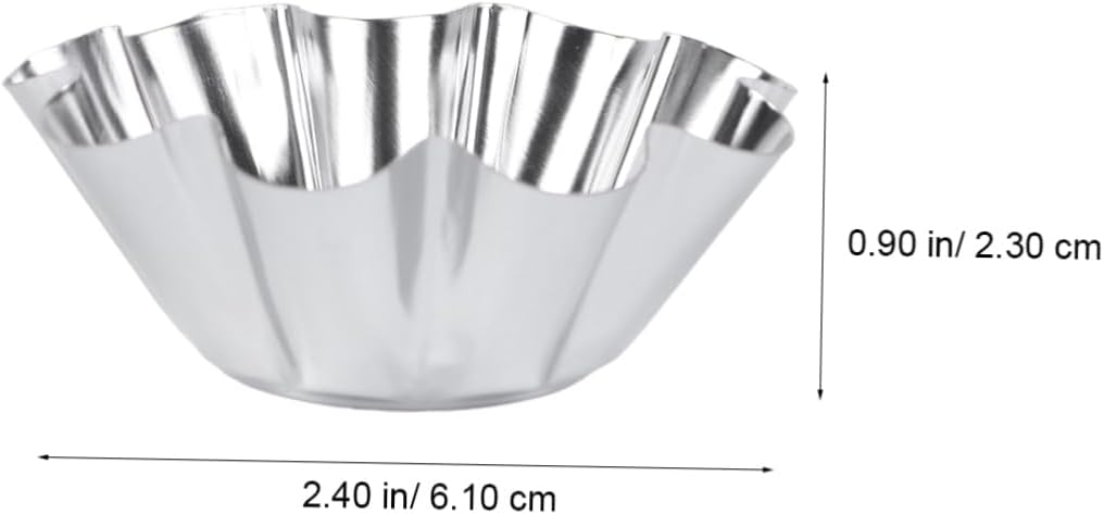 Mikinona 6pcs Stainless Steel Flower Tart Pans Non-stick Tart Muffin Cups for Baking Desserts for Cupcakes Egg Tarts and Diy Parties