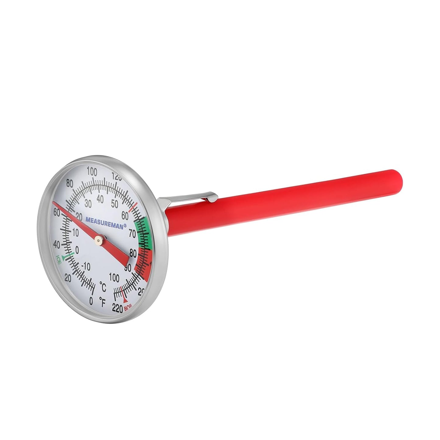 MEASUREMAN Milk Thermometer, Food/Meat Instant Read Thermometer, Pocket Size, Dishwasher Safe, Red, for Meat/Food Cooking and Grilling/Oven, Milk Foam, Coffee Drinks