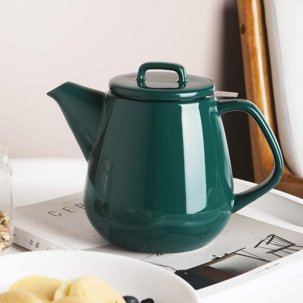 Sweejar 40oz Tea pot with Removable Stainless Steel Infuser,Dishwasher Safe Tea Pots for Loose Tea,Tea Pots with Infuser for Chrismas Women Gift(Jade)