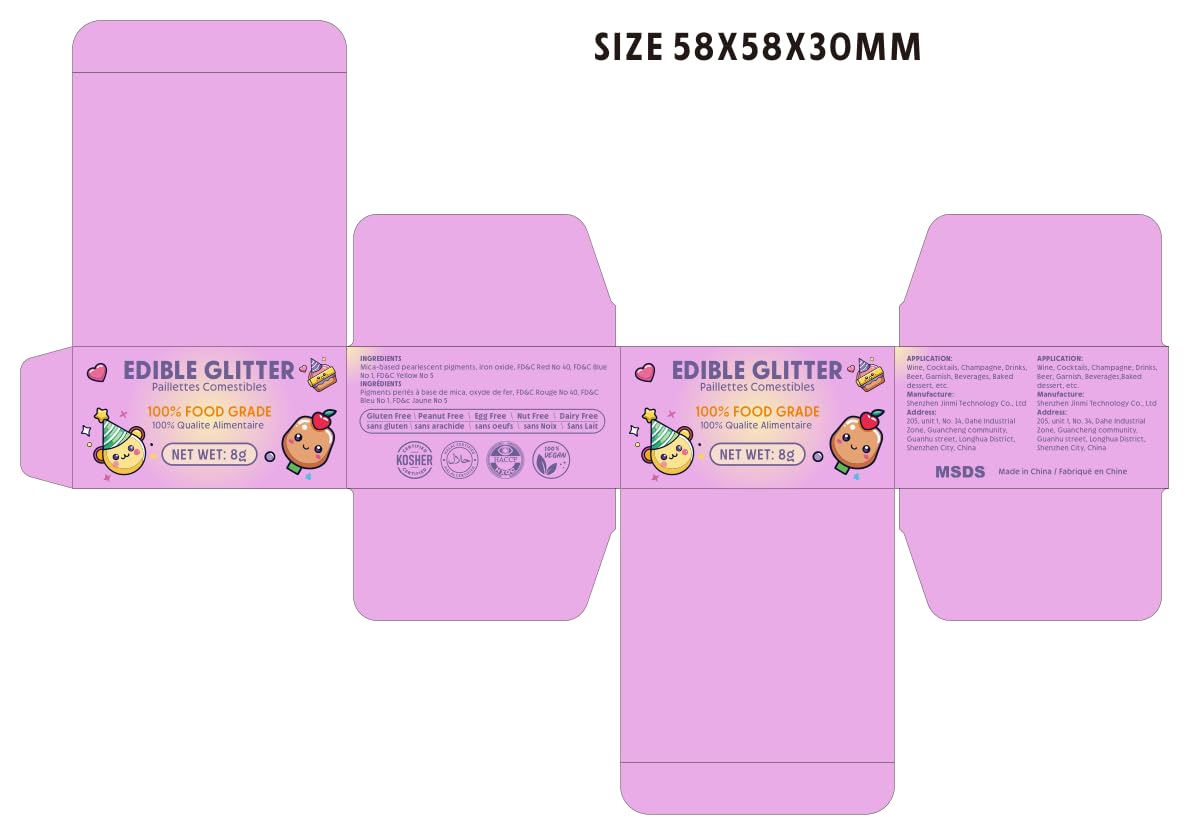 Nomeca Edible Glitter for Drinks Cakes, 8 grams Food Grade Luster Dust Sprinkles Glitter for Cake Decorations, DIY Cocktails, Beverages & Cake Decorating, Dessert Cake Topper (10-Lavender)