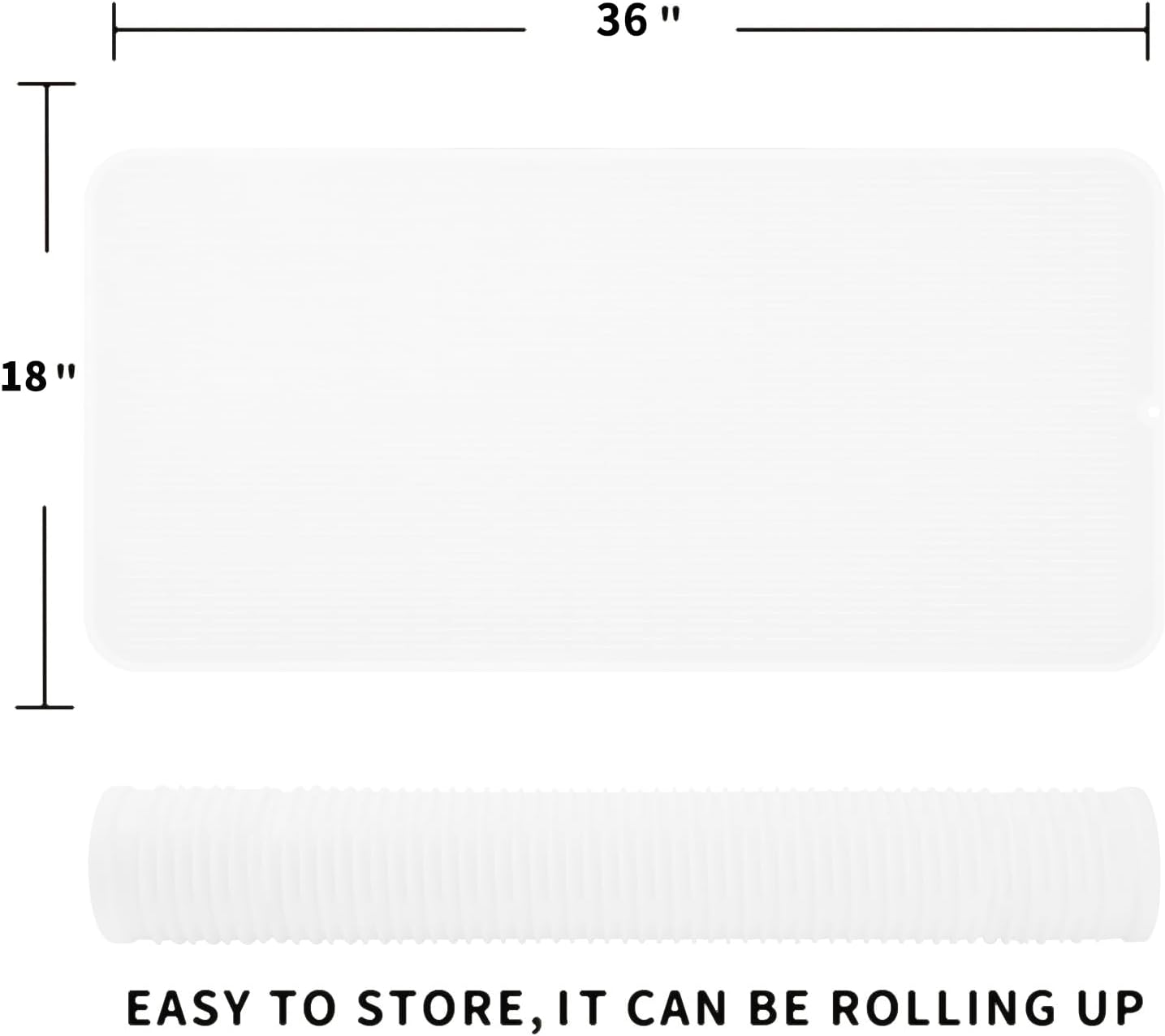 Silicone Dish Drying Mat for Multiple Usage,Easy clean,Eco-friendly,Heat-resistant Silicone Mat for Kitchen Counter or Sink,Refrigerator or Drawer Liner Translucent 5XL 36inches x 18inches