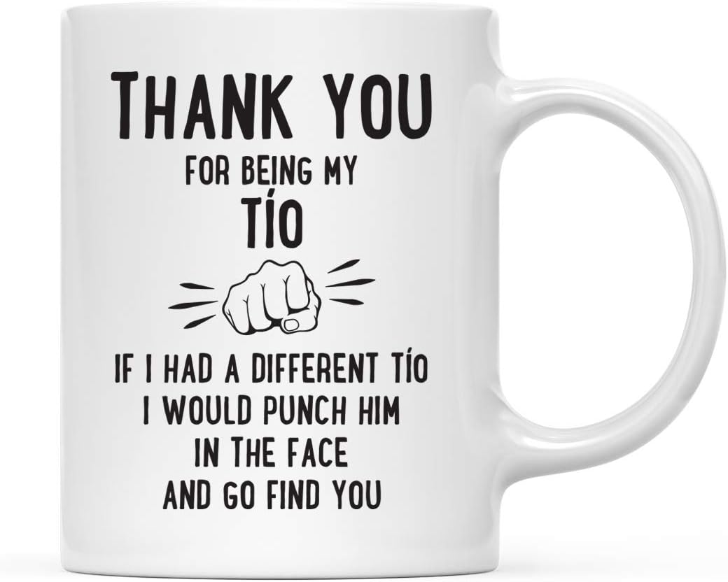 Andaz Press Funny Family 11oz. Coffee Mug Gift, Thank You for Being My Tío, Punch in Face, 1-Pack, Christmas Birthday Drinking Cup Present Ideas