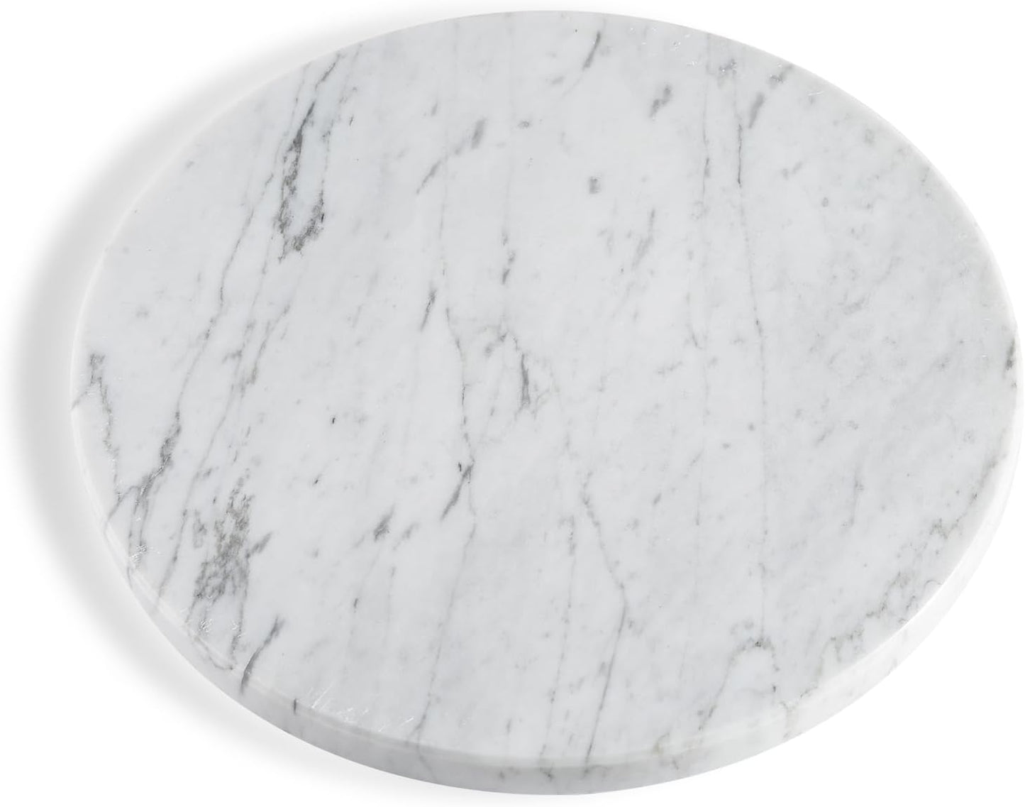 Koville Italian Natural Marble Cutting Board for Kitchen, 11inch Round Hand Crafted Marble Slab for Cheese, Charcuterie, Pastry Board - Wedding Gift, House Warming Gift(Bianco Carrara)