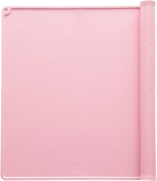 uxcell Silicone Pastry Mat, 27.5" x 19.7" Silicone Baking Mat with Measurements, Non-Stick Dough Rolling Mat for Making Pastry Cookies Bread Pizza Pink