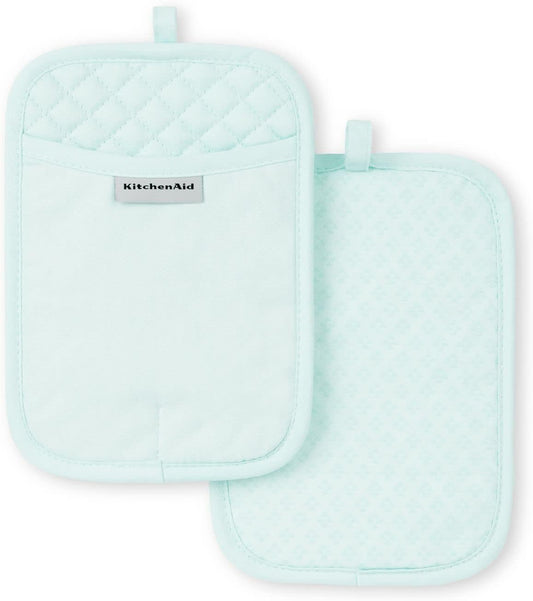 KitchenAid Asteroid Pot Holder 2-Pack Set, Mineral Water, 7"x10"