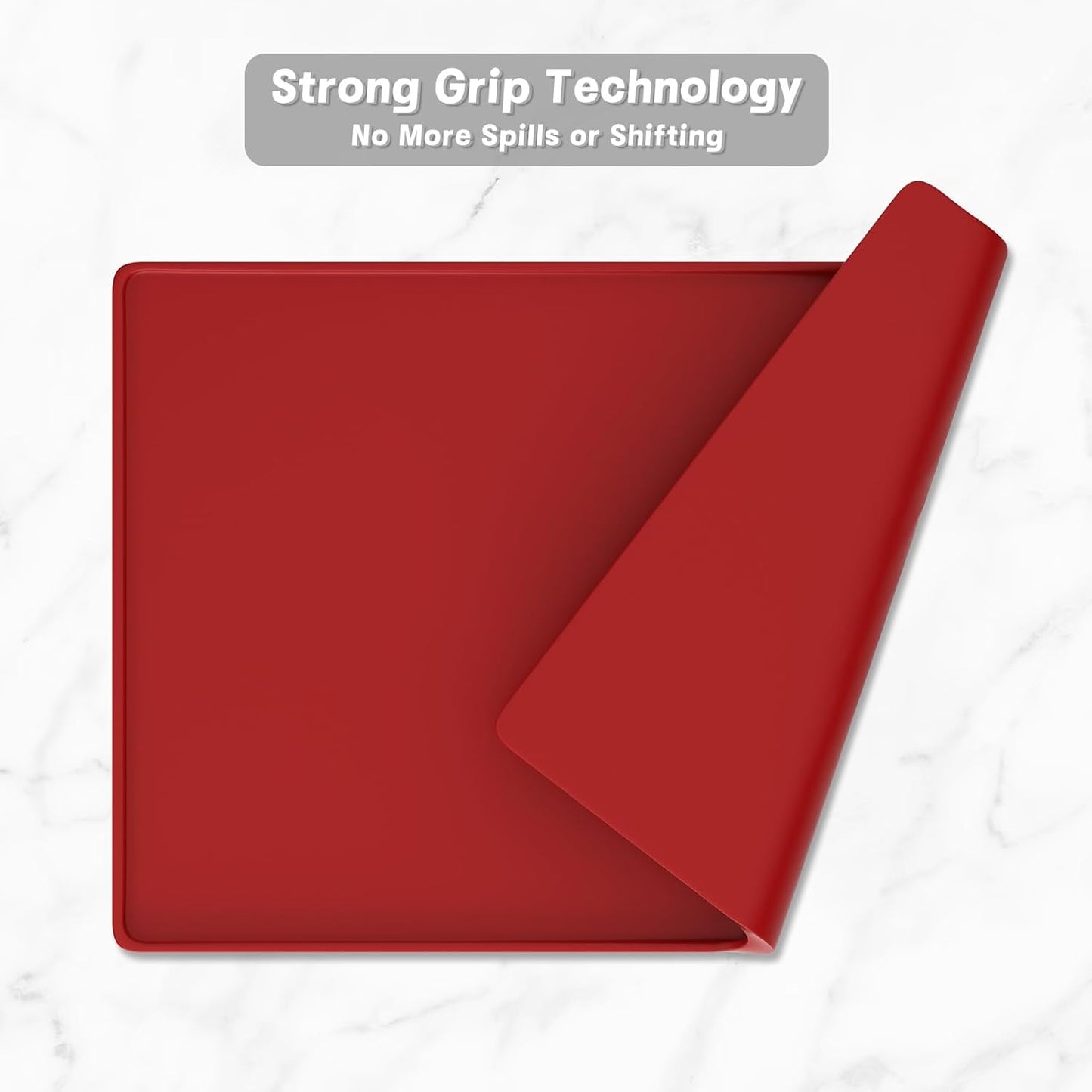 Rnivvi Silicone Coffee Mat, 16" x 24" Waterproof Raised Edge Coffee Bar Mats for Espresso Machine Station Accessories, Heat Resistant Dish Drying Pad for Kitchen Counter, Rubber Bar Decor Pad, Red